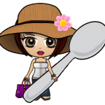 Cartoon image of Christine Miserandino holding a spoon